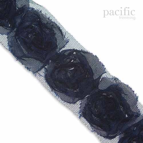 1.5 Inch Rosette Trim Navy