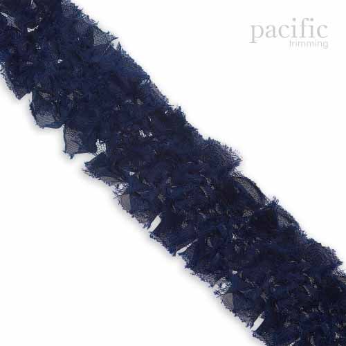 2 Inch Frayed Chiffon Grass Trim Navy