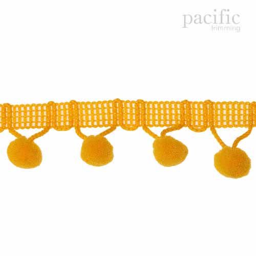 0.38 Inch Pom Pom Fringe Yellow