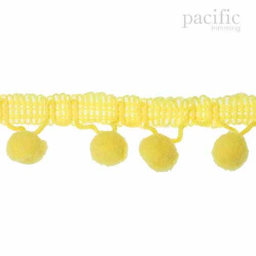 0.38 Inch Pom Pom Fringe Light Yellow