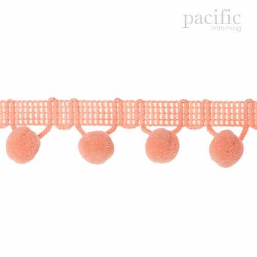 0.38 Inch Pom Pom Fringe Peach