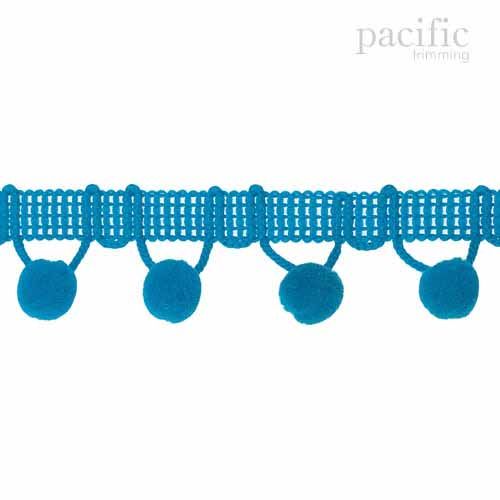 0.38 Inch Pom Pom Fringe Algiers Blue