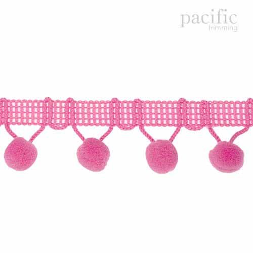 0.38 Inch Pom Pom Fringe Pink