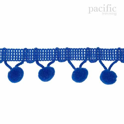 0.38 Inch Pom Pom Fringe Royal Blue