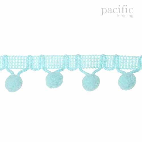 0.38 Inch Pom Pom Fringe Baby Blue