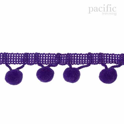 0.38 Inch Pom Pom Fringe Purple