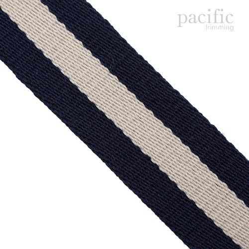 1.5 Inch Striped Webbing Navy/Ivory
