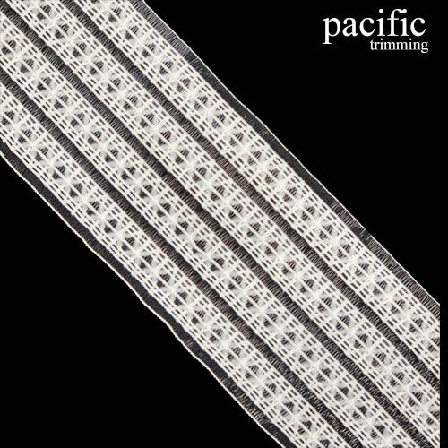 2 1/8 Inch White Mesh Patterned Elastic