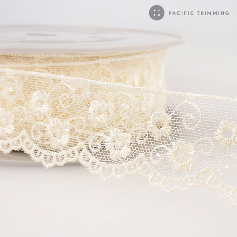 Premium Quality 1 3/8", 2 3/4" Flower Embroidered Lace