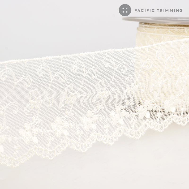 Premium Quality 1 3/8", 2 3/4" Flower Embroidered Lace