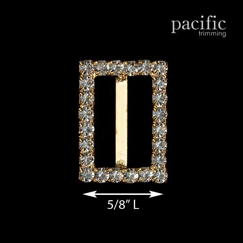 0.63 Inch Rectangle Rhinestone Slider Gold