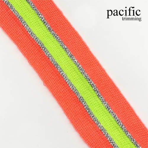 1.38 Inch Neon Pink Stripe Neon Yellow/Silver