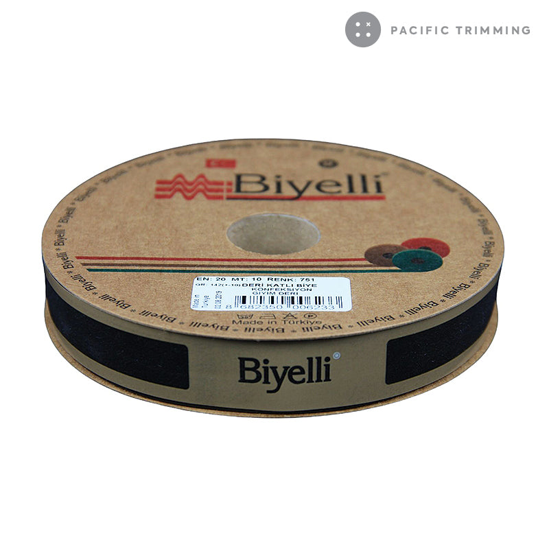 Biyelli 3/4" Leather Bias Tape Black