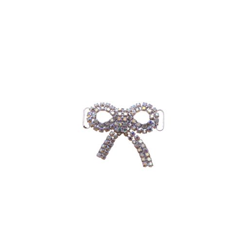 0.38 Inch Bow Rhinestone Connector AB Crystal/Silver