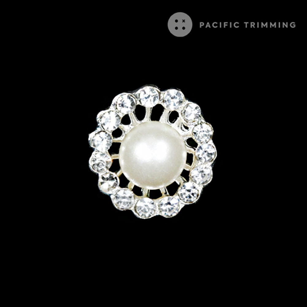 Faux Pearl Rhinestone Shank Button BU190709