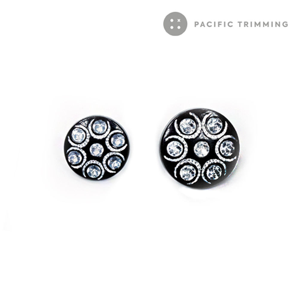 Round Acrylic Glass Rhinestone Button BU190780