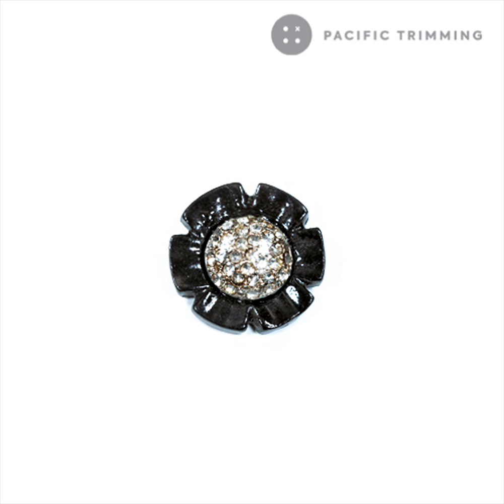 Flower Shape Acrylic Glass Rhinestone Button BU190797