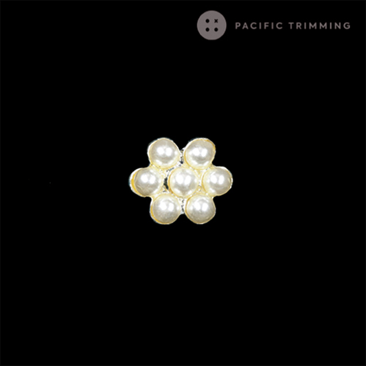 Flower Shape Faux Pearl Shank Button BU190800