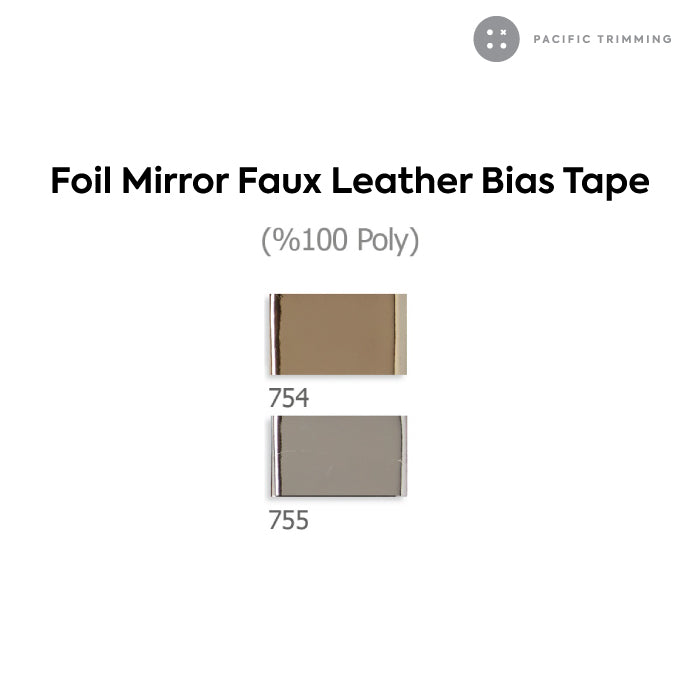 Biyelli 3/4" Foil Mirror Faux Leather Bias Tape