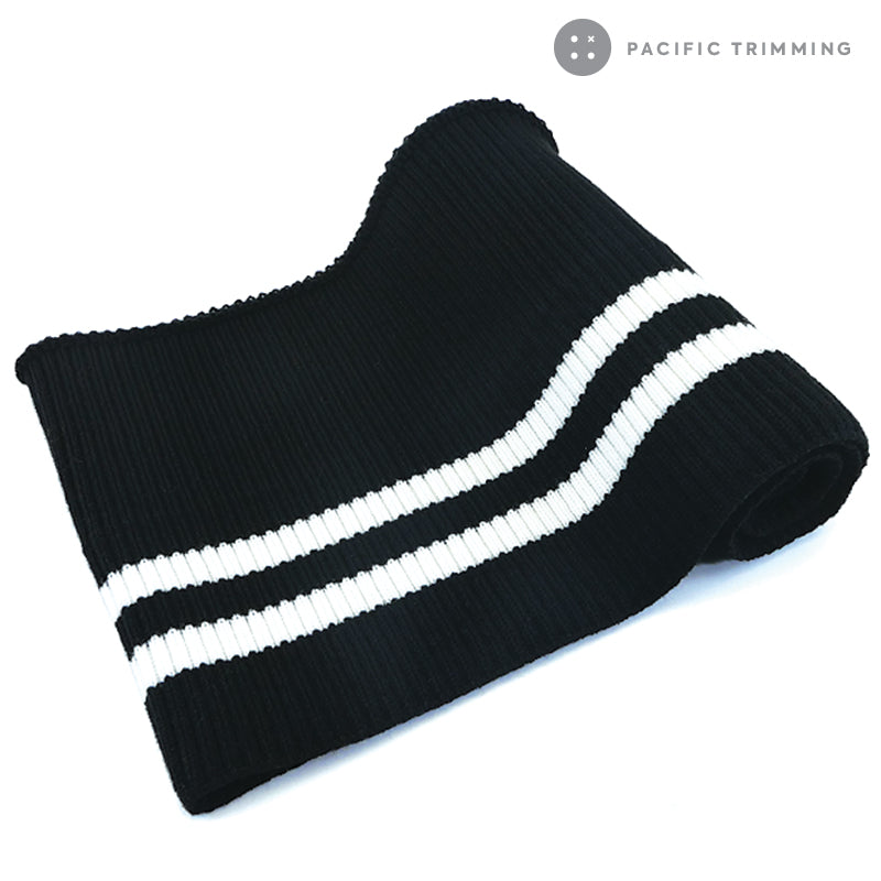 Chunky Two Line Striped Rib Knit Multiple Colors