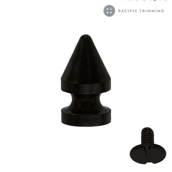 Cone Tree Shape Screw Back Studs Spikes Multiple Colors Matte Black