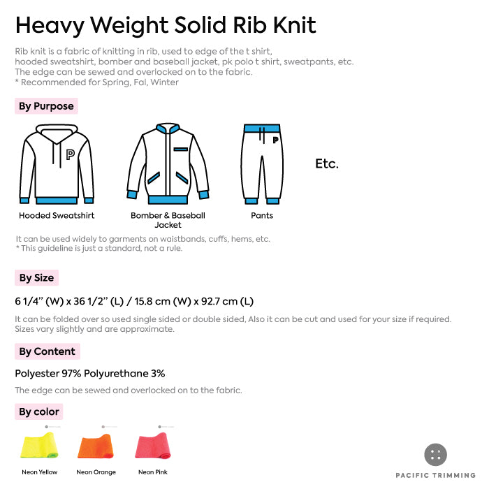 Heavy Weight Solid Rib Knit Neon Colors
