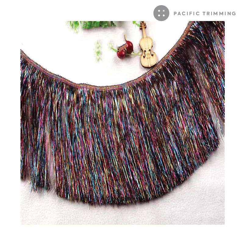 4", 8" Metallic Fringe Trim Multiple Colors