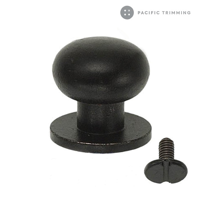 Round Button Shape Screw Back Studs Spikes Multiple Colors Matte Black