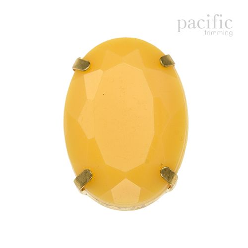 3pcs of 25mm Oval Sew-on Acrylic Rhinestone Deep Yellow