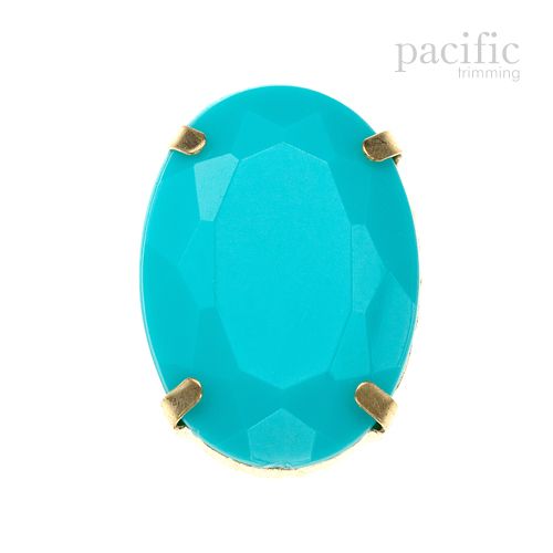 3pcs of 25mm Oval Sew-on Acrylic Rhinestone Aqua