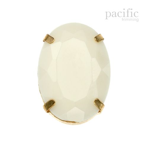 3pcs of 25mm Oval Sew-on Acrylic Rhinestone Ivory