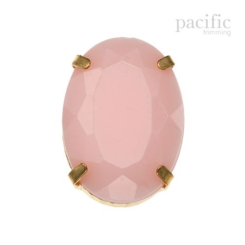 3pcs of 25mm Oval Sew-on Acrylic Rhinestone Baby Pink