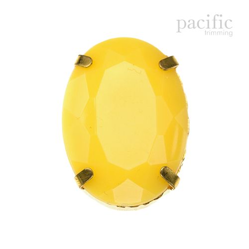 3pcs of 25mm Oval Sew-on Acrylic Rhinestone Light Yellow