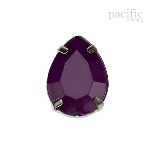 5pcs of 18mm Sew-on Acrylic Rhinestone Pear W/Setting Purple