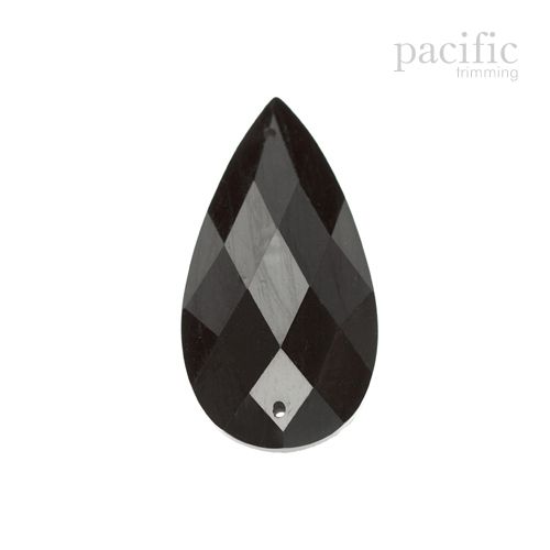 5pcs of 30mm Black Acrylic Sew on Jewel Teardrop