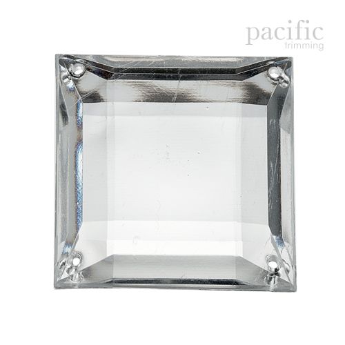 25mm Acrylic Square Sew on Rhinestone Clear