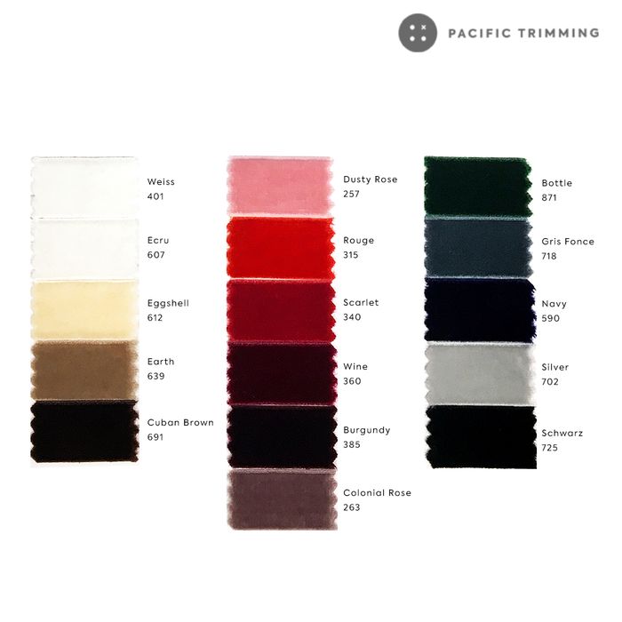 Stretch Velvet Ribbon Color Chart