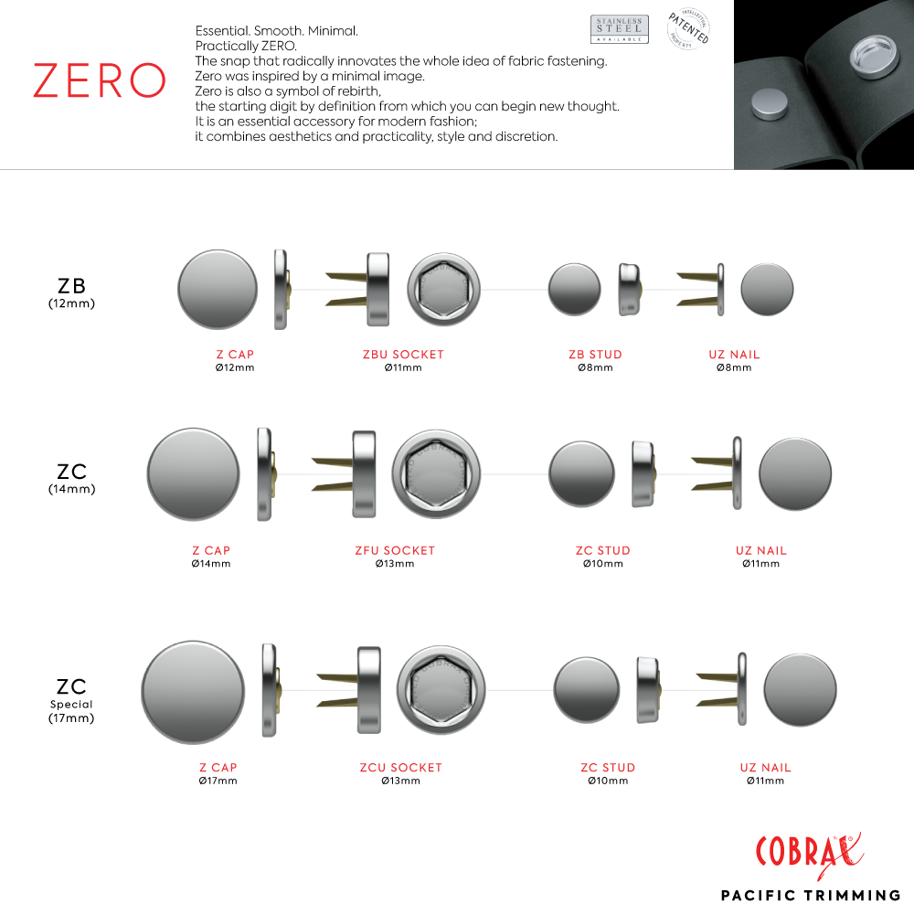 Cobrax Zero Snap Fastener Button Description