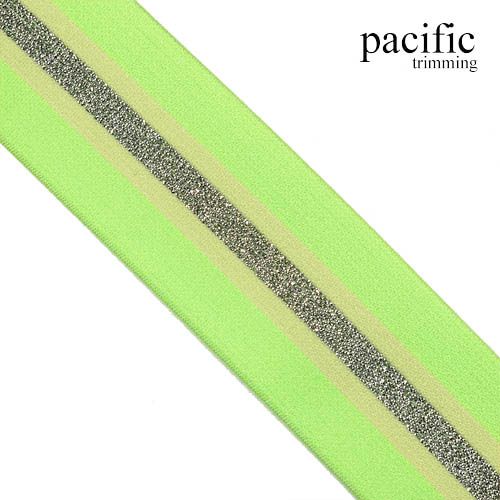 1 3/4 Inch Neon Striped Patterned Metallic Elastic Band