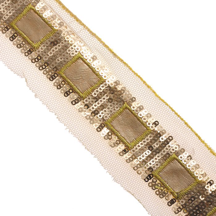 1.25 Inch Fancy Sequin Trim Gold