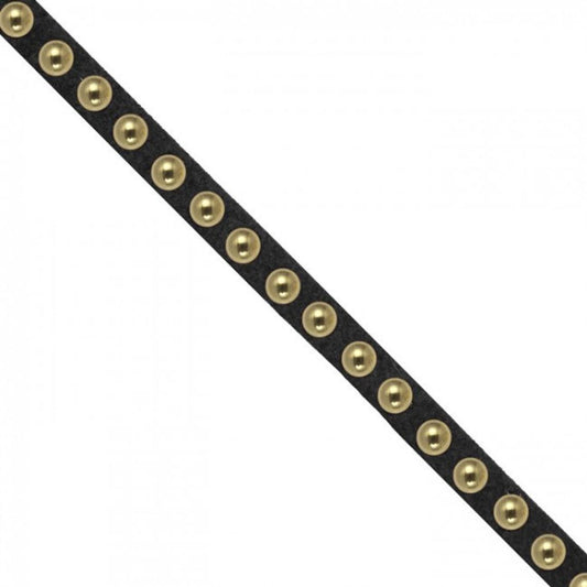 6mm Studded Suede Trim Black/Gold