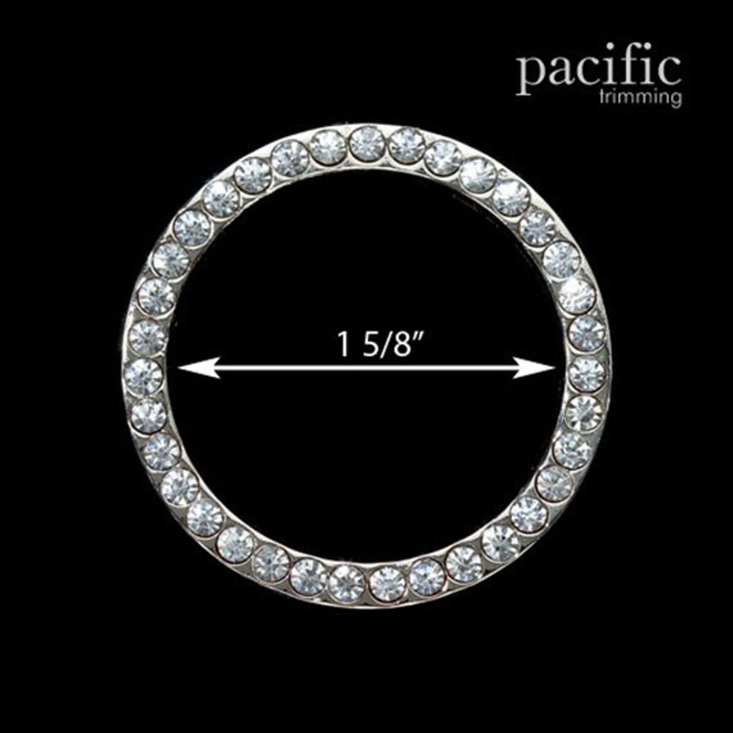 1.63 Inch Rhinestone O-Ring Silver