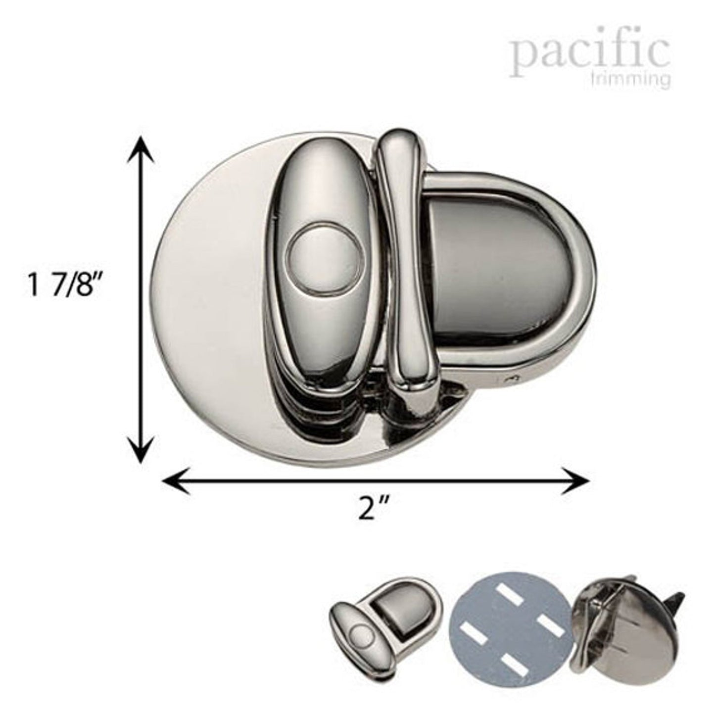 1.88 Inch Bag Push Lock Silver