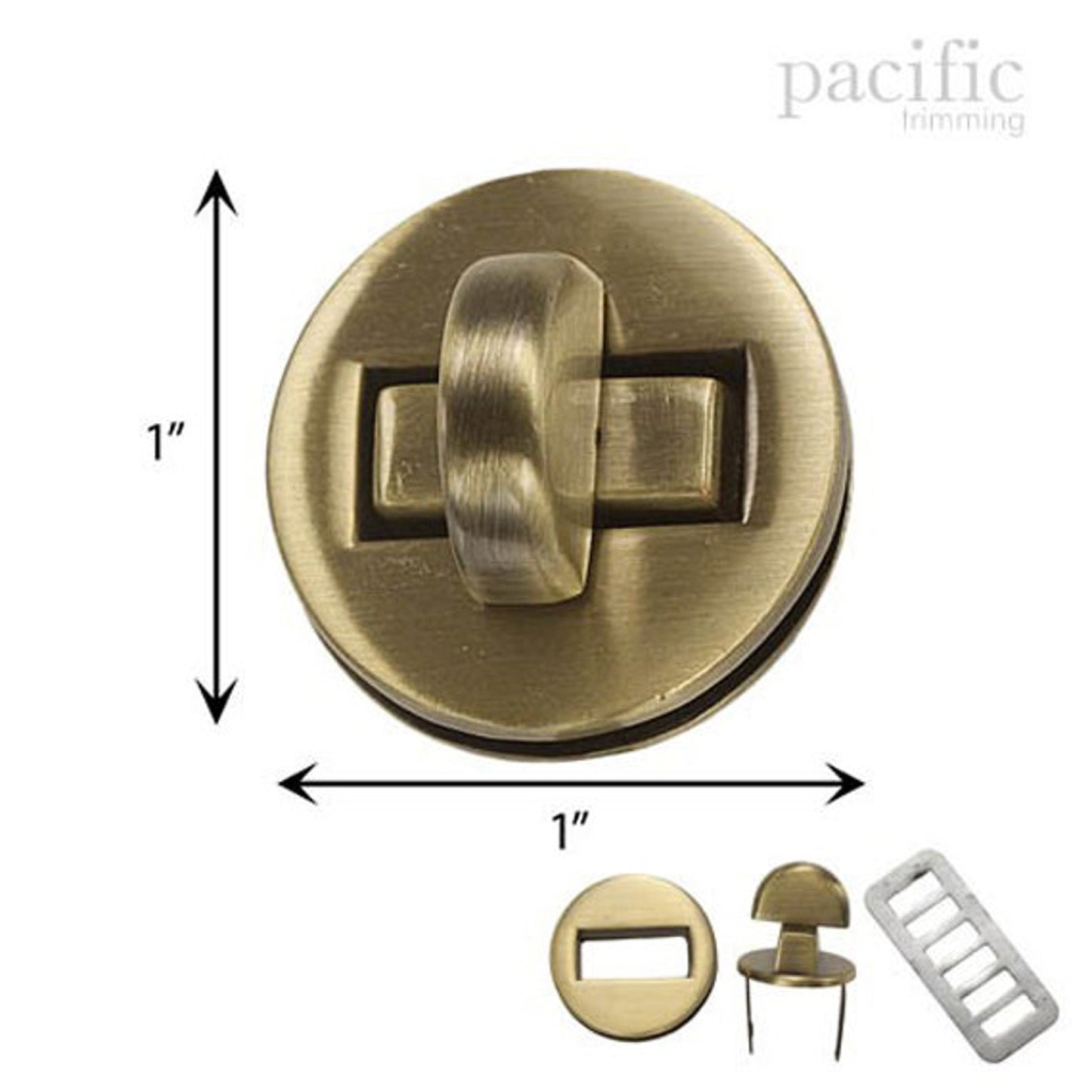 1 Inch Purse Turn Lock Antique Brass
