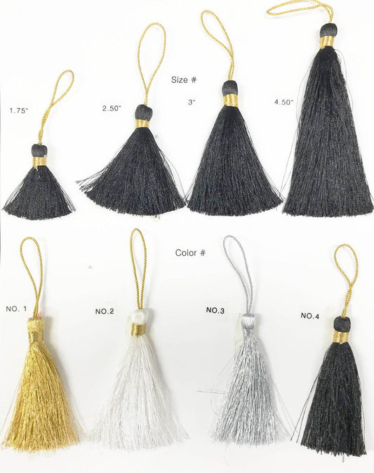 metallic tassels variety sizes and colors