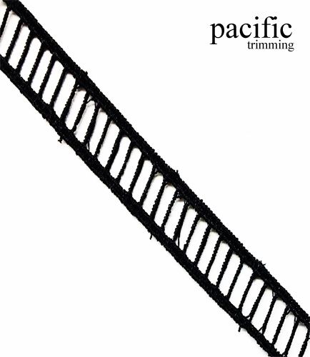 0.5 Inch Polyester Lace Trim Black