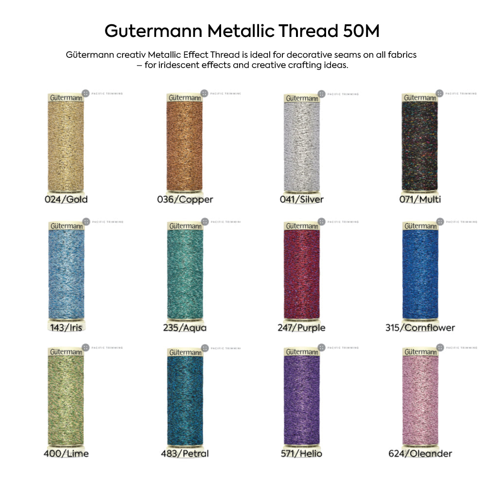 Gutermann Metallic Thread 50M Multiple Colors Pacific Trimming