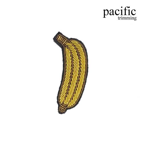 1.88 Inch Zari Embroidery Banana Emblem Patch Sew On Yellow