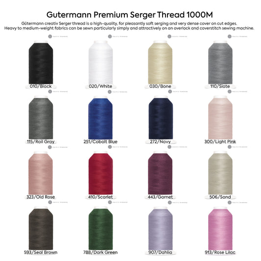 Gutermann Premium Serger Thread 1000M Multiple Colors
