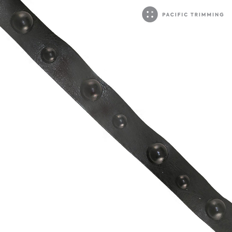 Round Studded Faux Leather Trim 3/4"